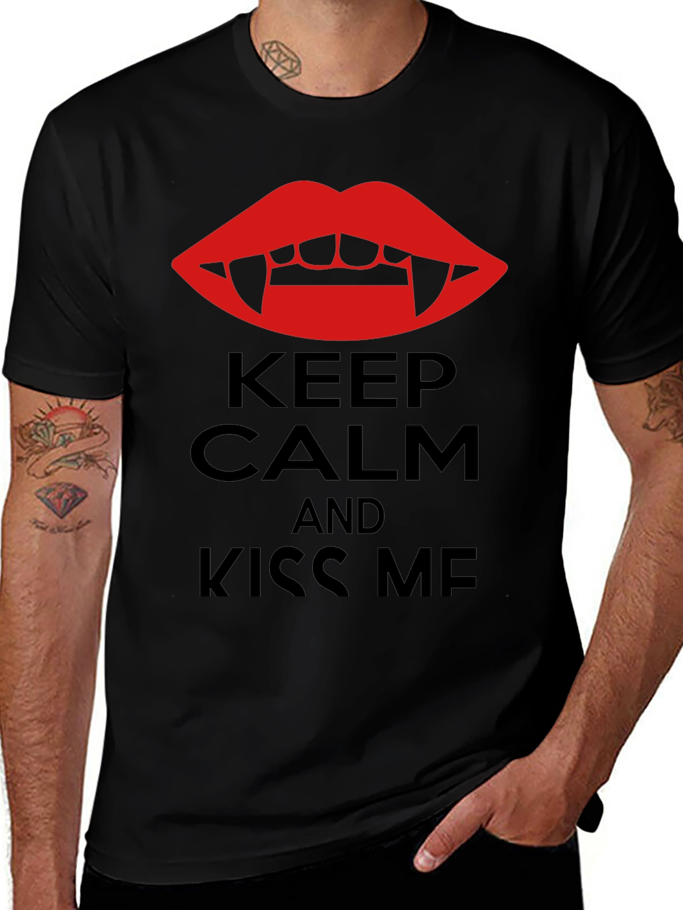 Vampire Kiss Graphic Tee - Keep Calm and Kiss Me T-Shirt