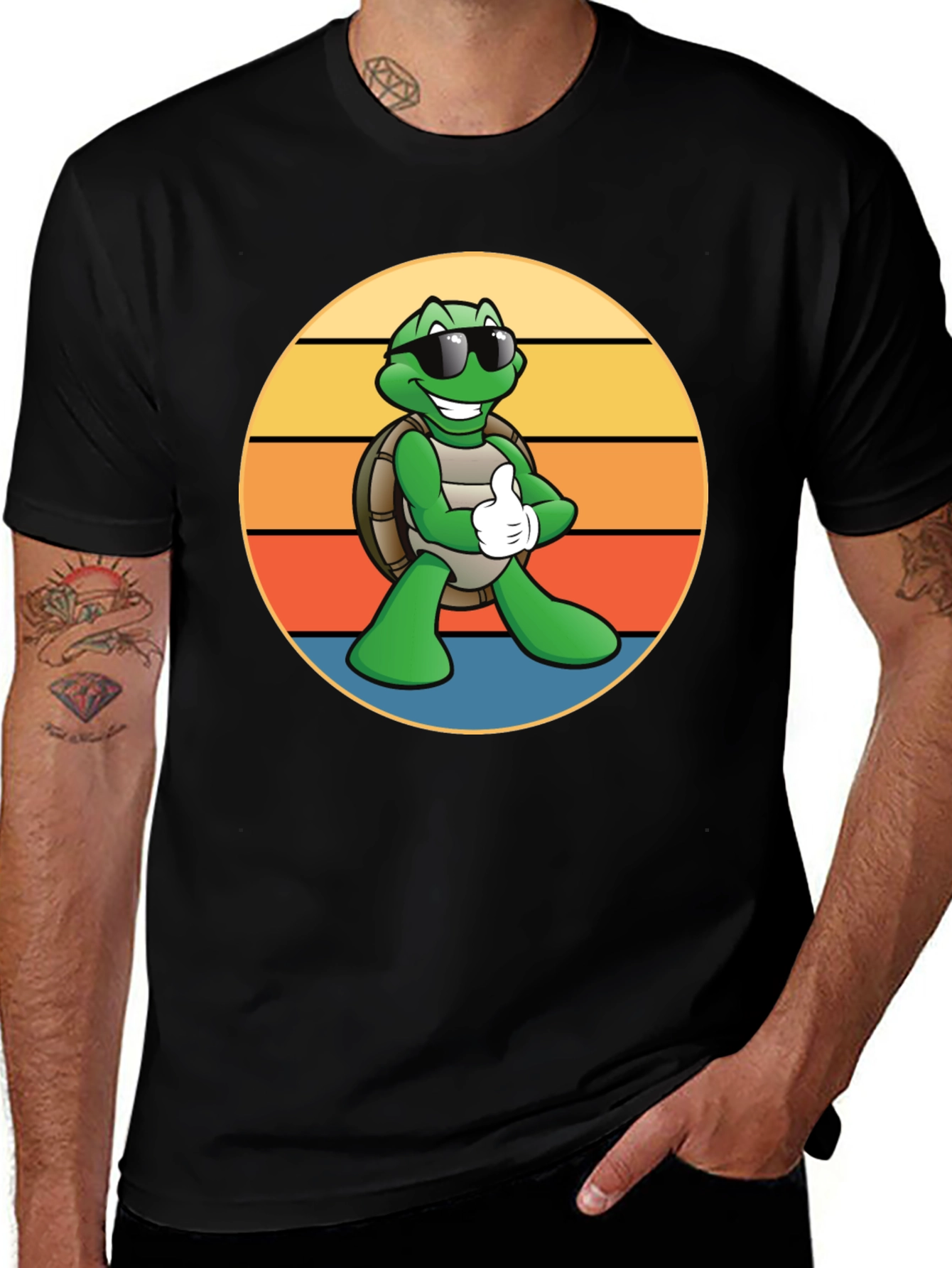 Variant 14 of Cool Turtle Graphic Tee - Thumbs Up Design