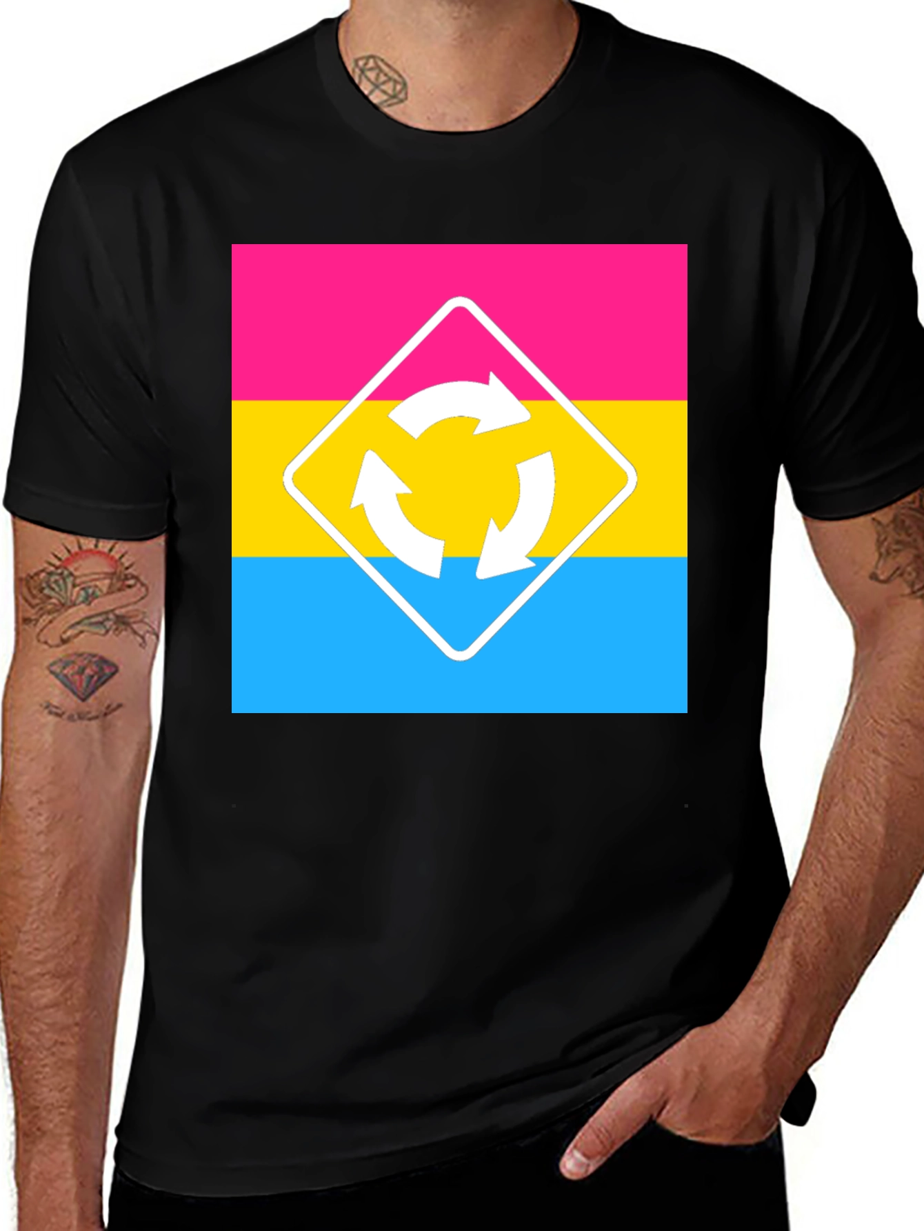 Variant 29 of Pansexual Pride T-Shirt - Roundabout Sign
