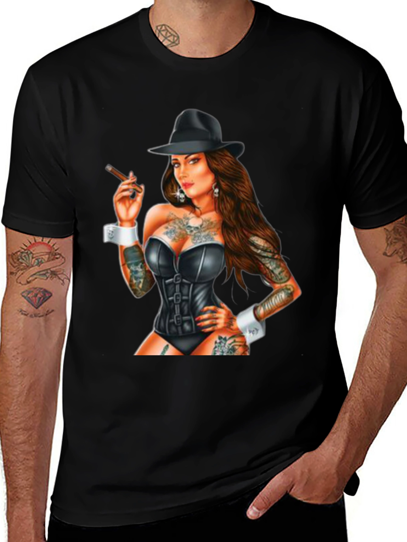 Variant 20 of Tattooed Woman Cigar T-Shirt
