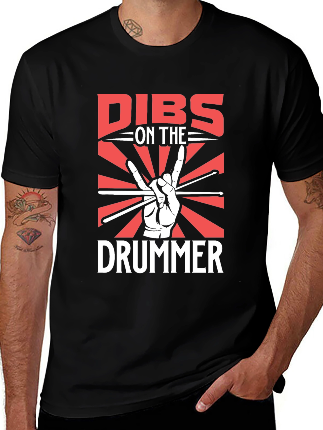 Variant 10 of Dibs on the Drummer Graphic Tee - Rock and Roll Shirt