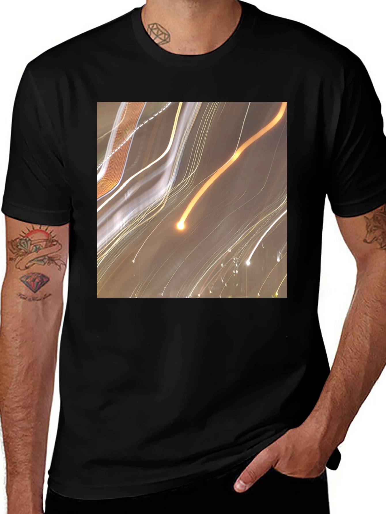 Variant 15 of Abstract Light Trails T-Shirt - Modern Graphic Tee