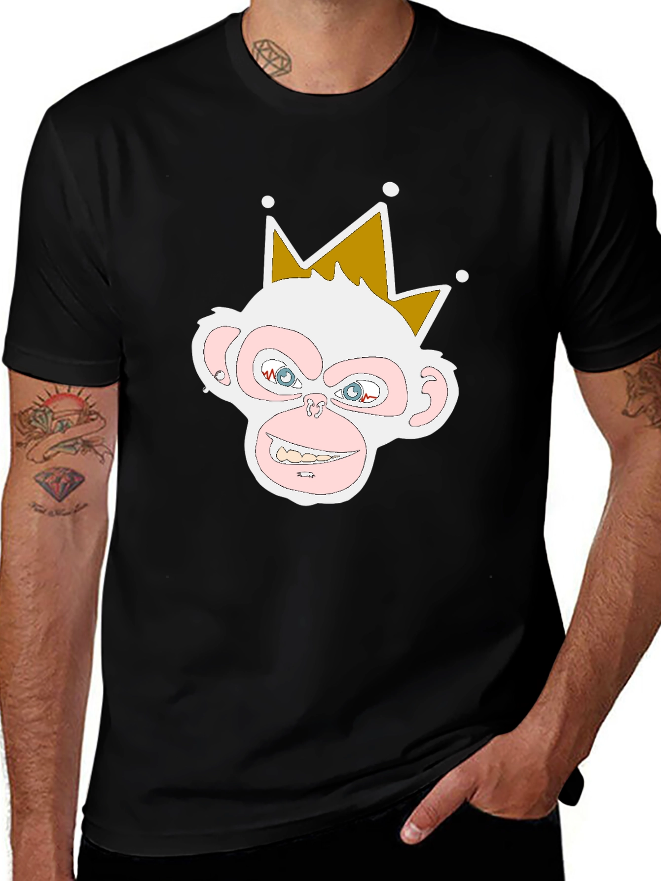 Variant 4 of King Monkey Graphic Black T-Shirt