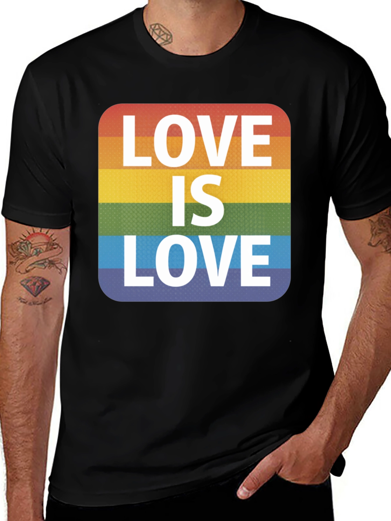 Variant 2 of Love is Love Rainbow Graphic Tee - Black