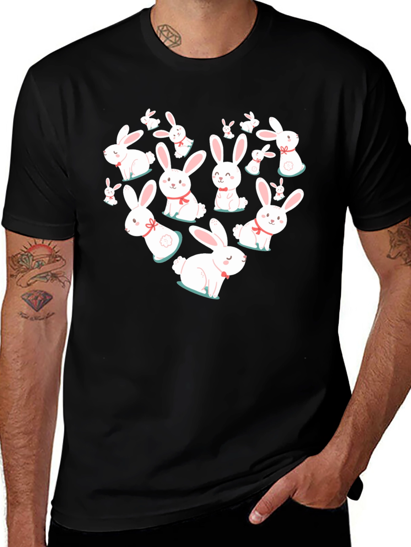 Variant 23 of Cute Bunny Heart Graphic T-Shirt