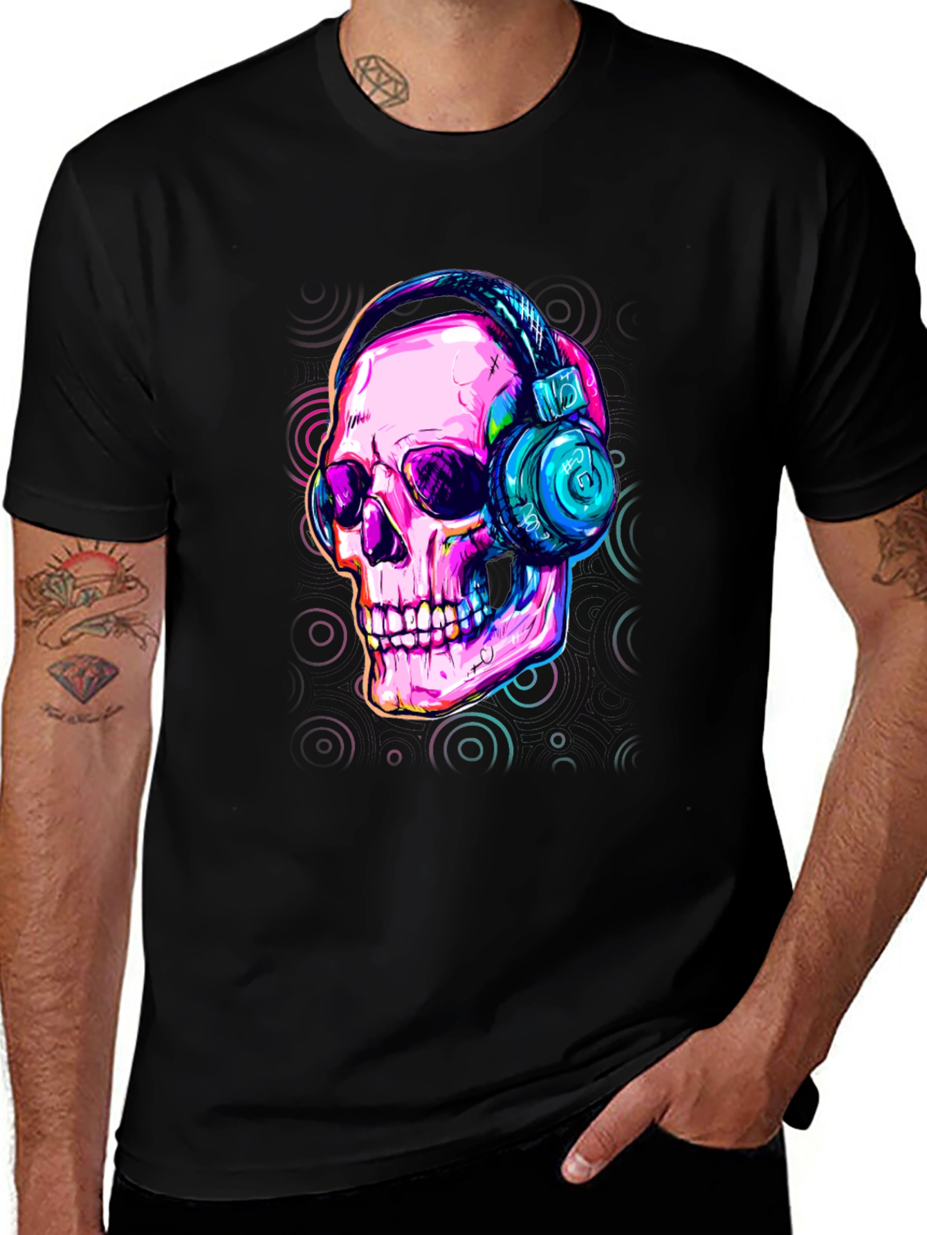 Variant 8 of Skull with Headphones Graphic Tee