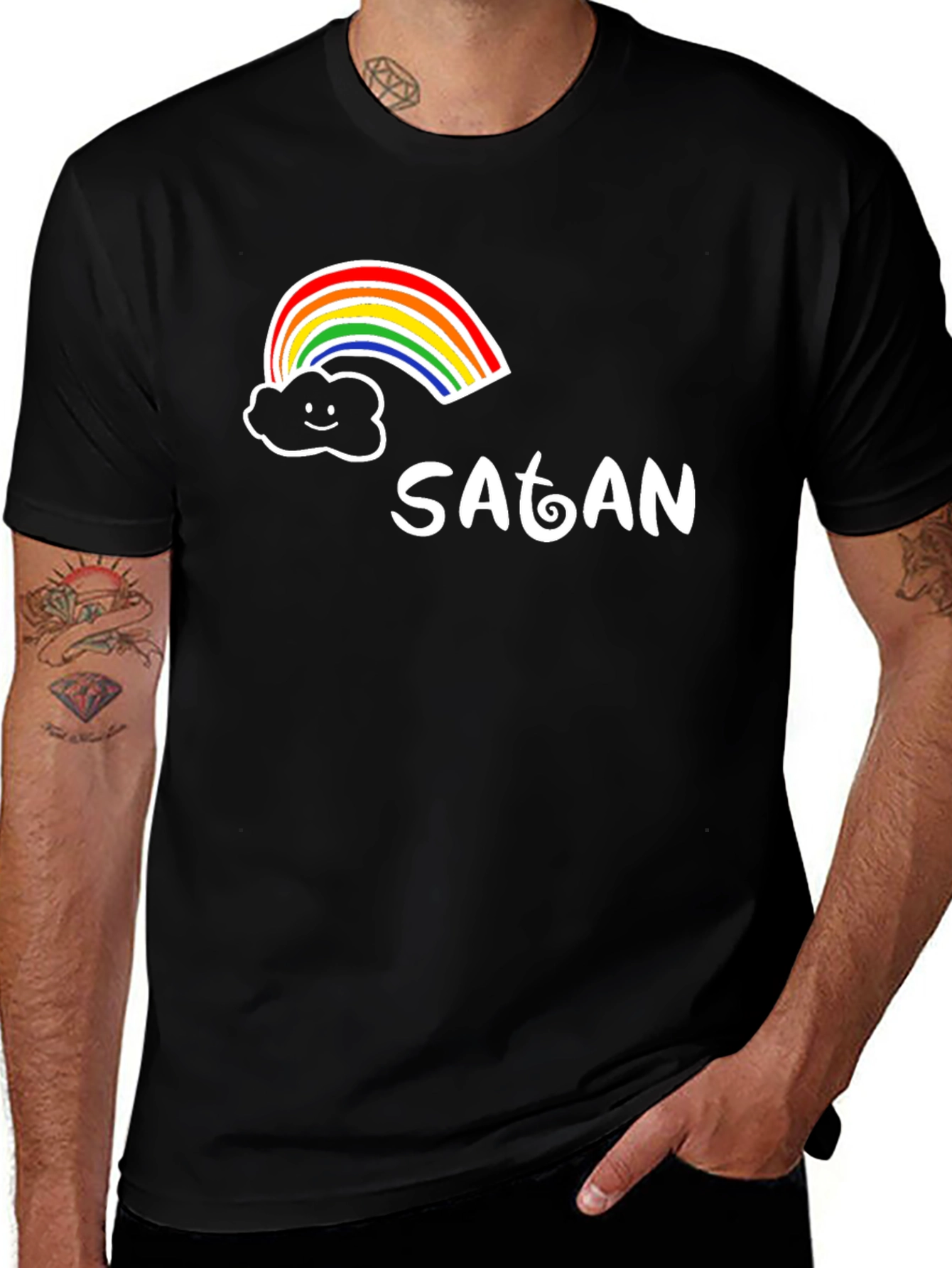 Variant 2 of Rainbow Satan Graphic Tee - Quirky Humor T-Shirt