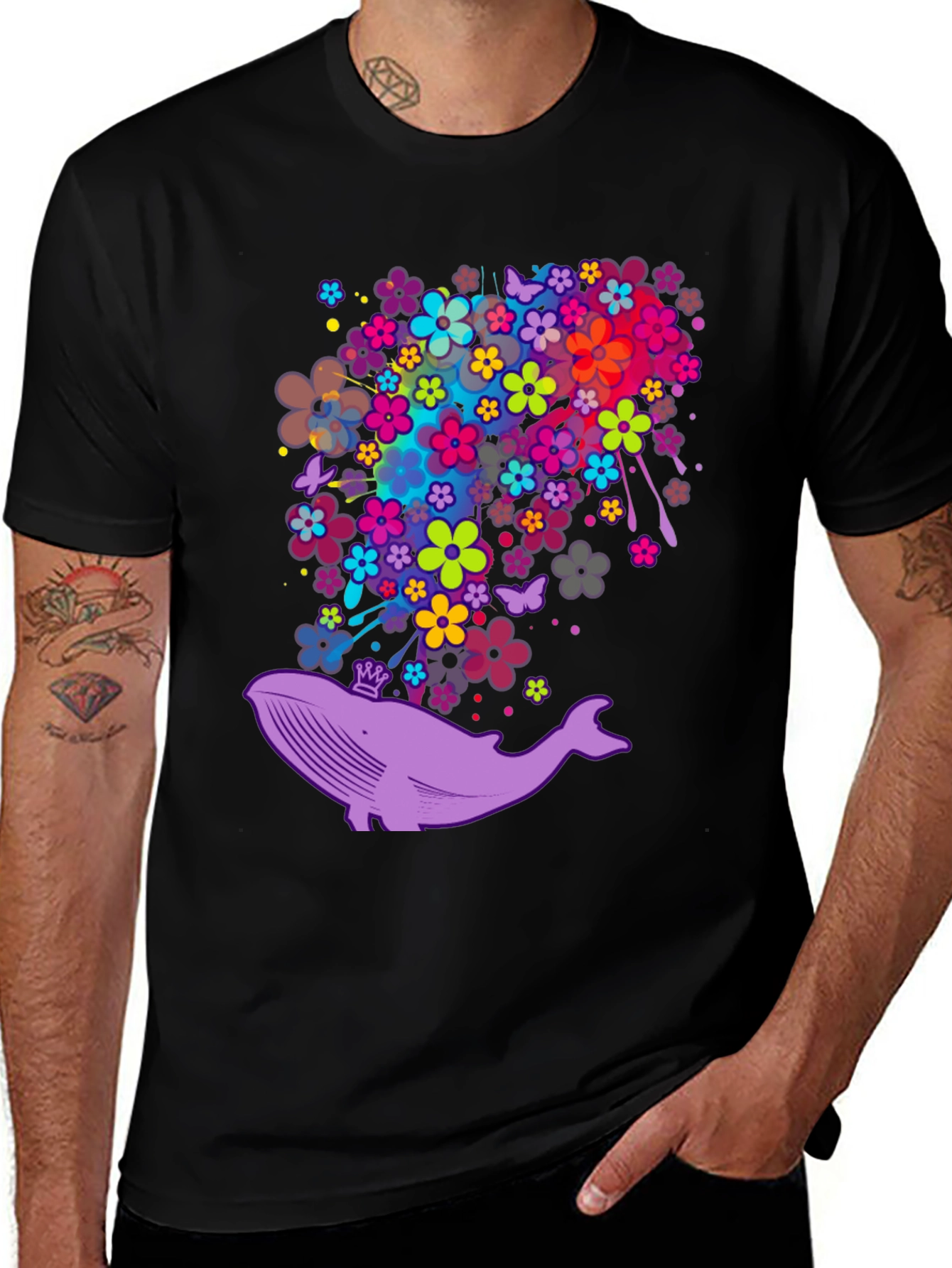 Variant 20 of Whimsical Whale Floral T-Shirt