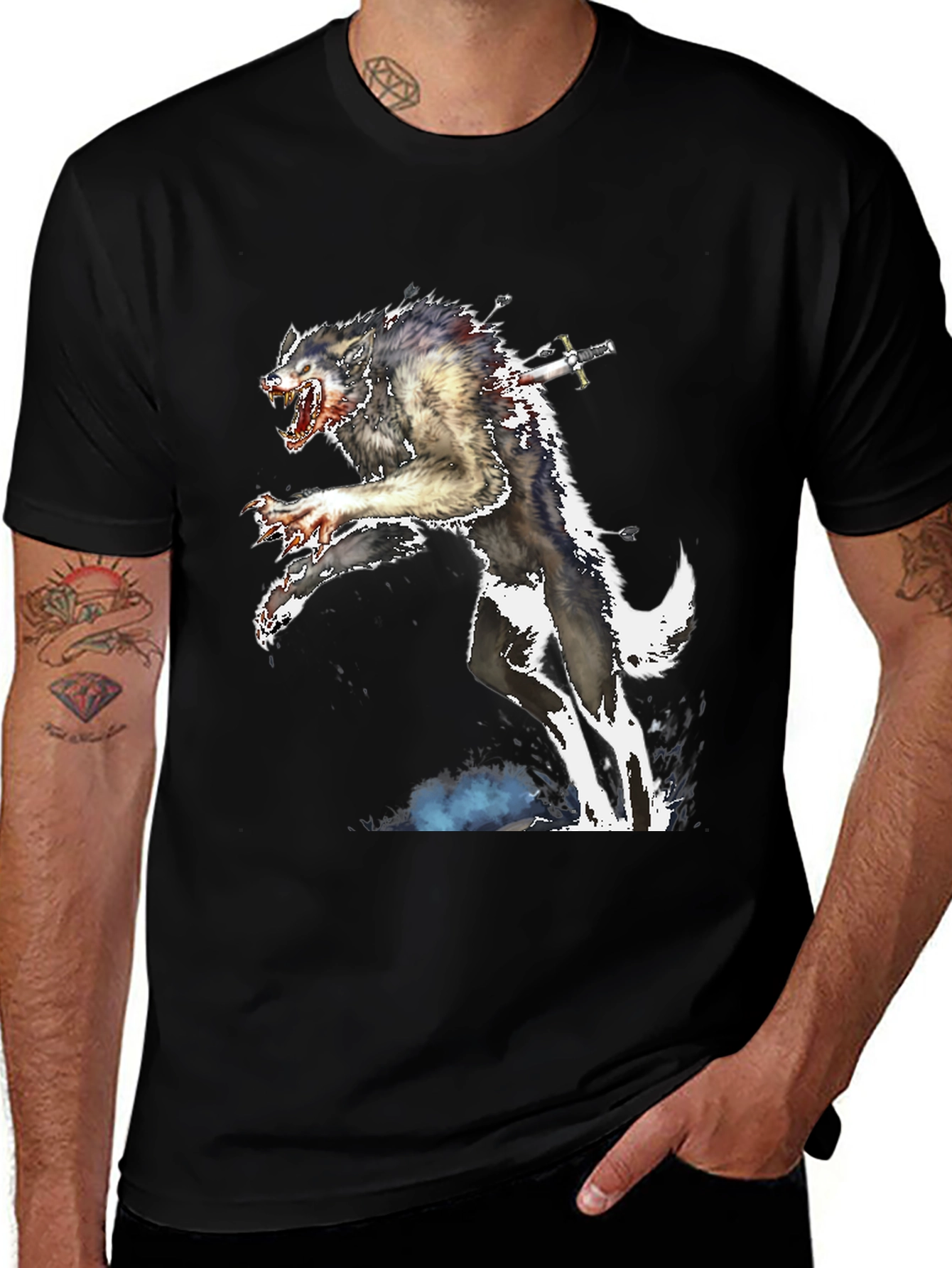 Werewolf Sword T-Shirt - Creature Design Tee