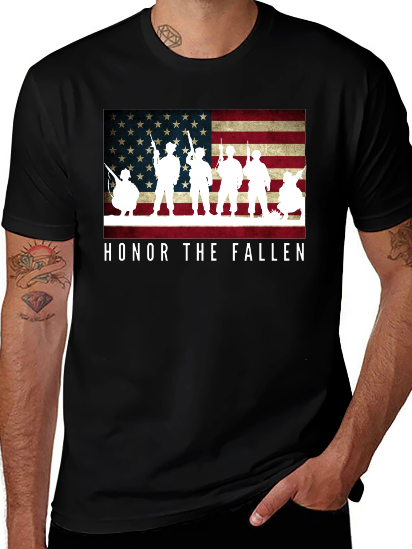 Honor The Fallen Patriotic Graphic T-Shirt