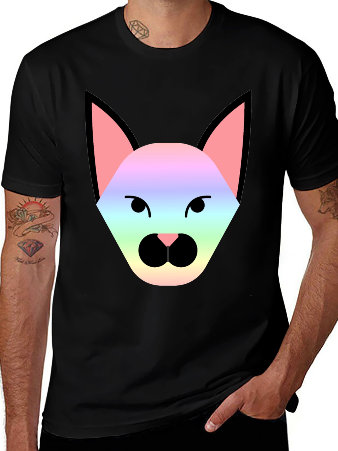 Variant 9 of Rainbow Cat Graphic Tee - Unisex Black T-Shirt