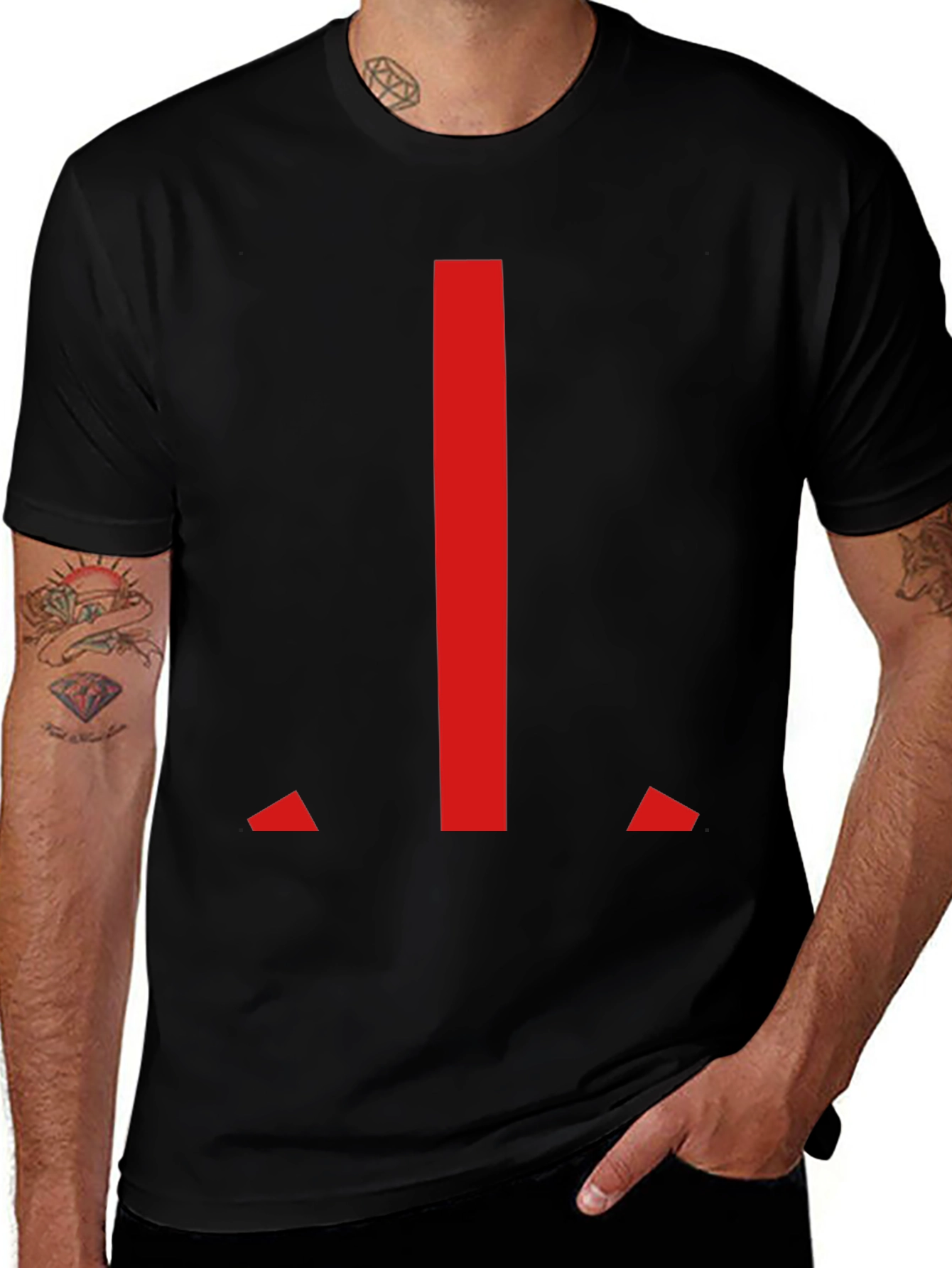 Variant 8 of Modern Red Geometric Graphic Black T-Shirt