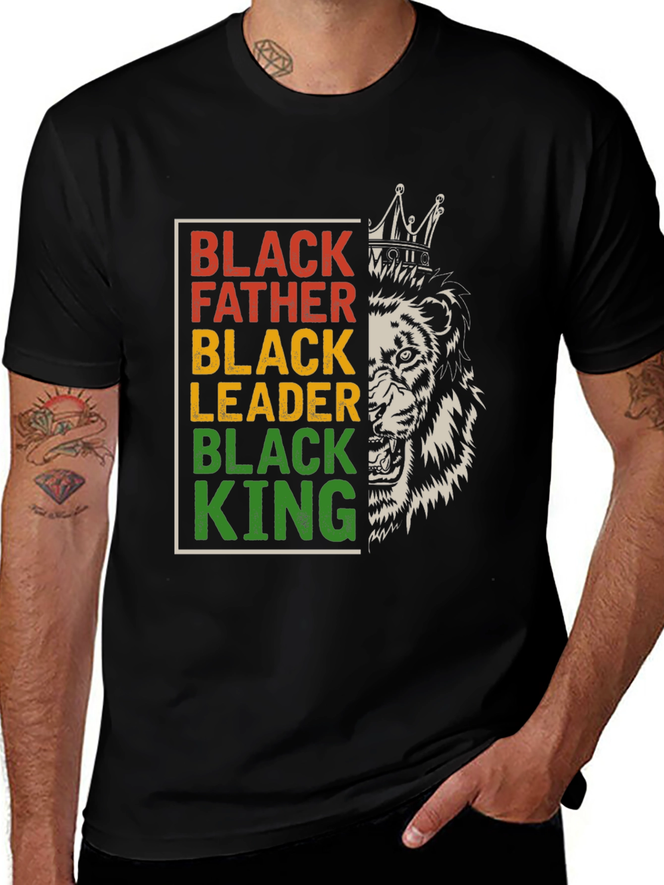Variant 8 of Black Father Leader King Lion Graphic Tee