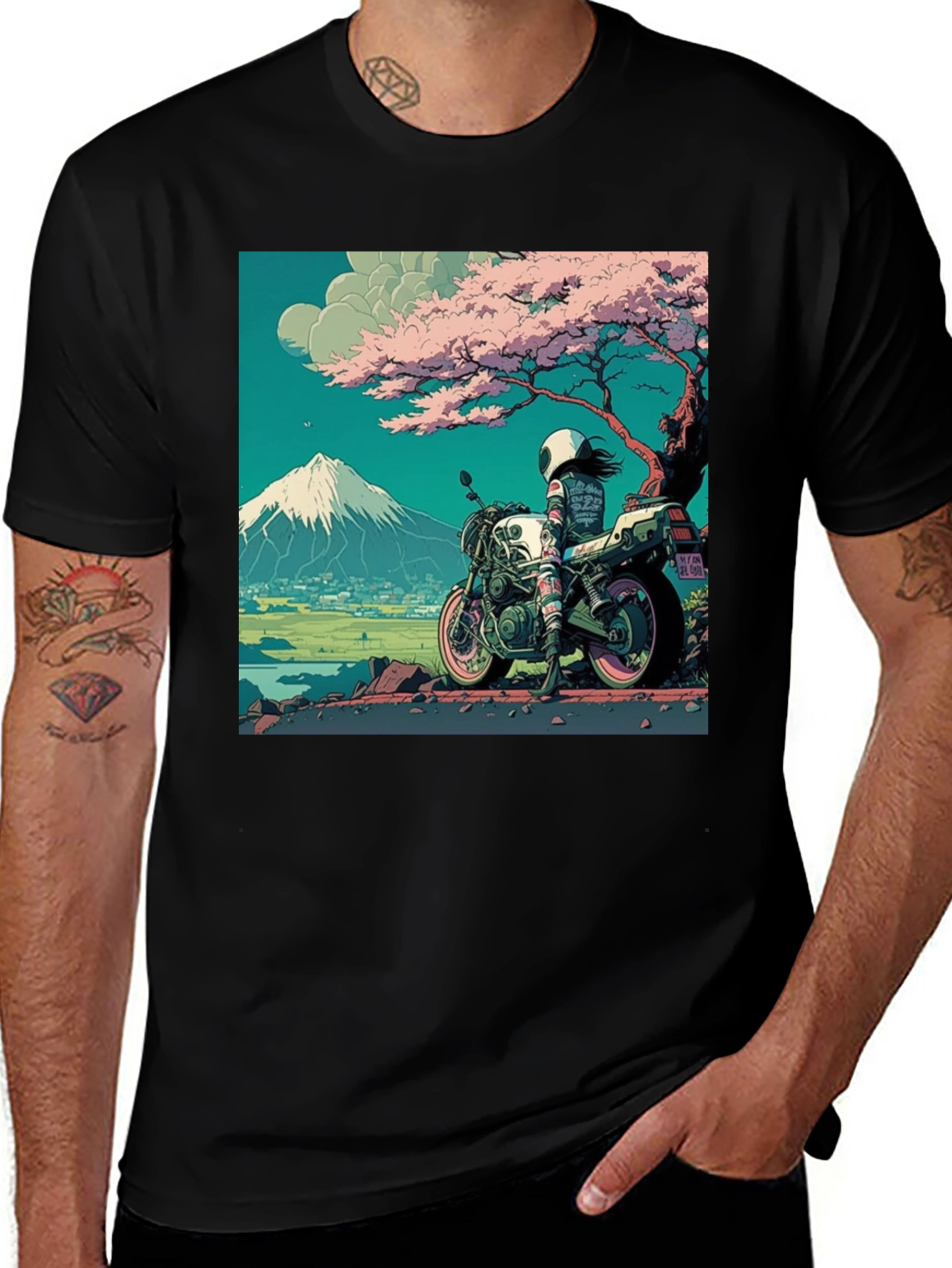 Variant 15 of Anime Motorcycle T-Shirt - Mount Fuji Rider Tee