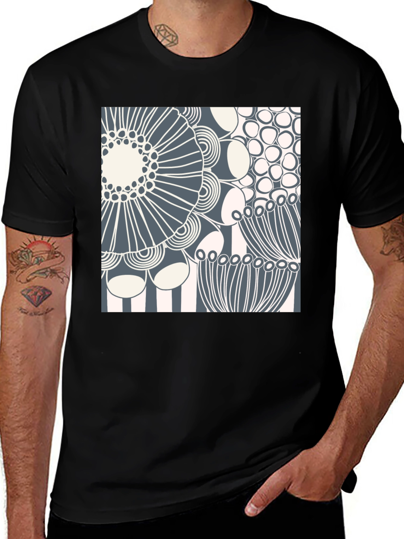 Variant 16 of Abstract Floral Print Crew Neck T-Shirt