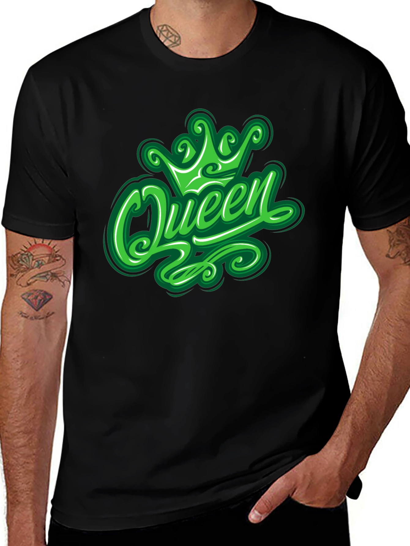 Variant 24 of Queen Graphic T-Shirt - Green Crown Tee