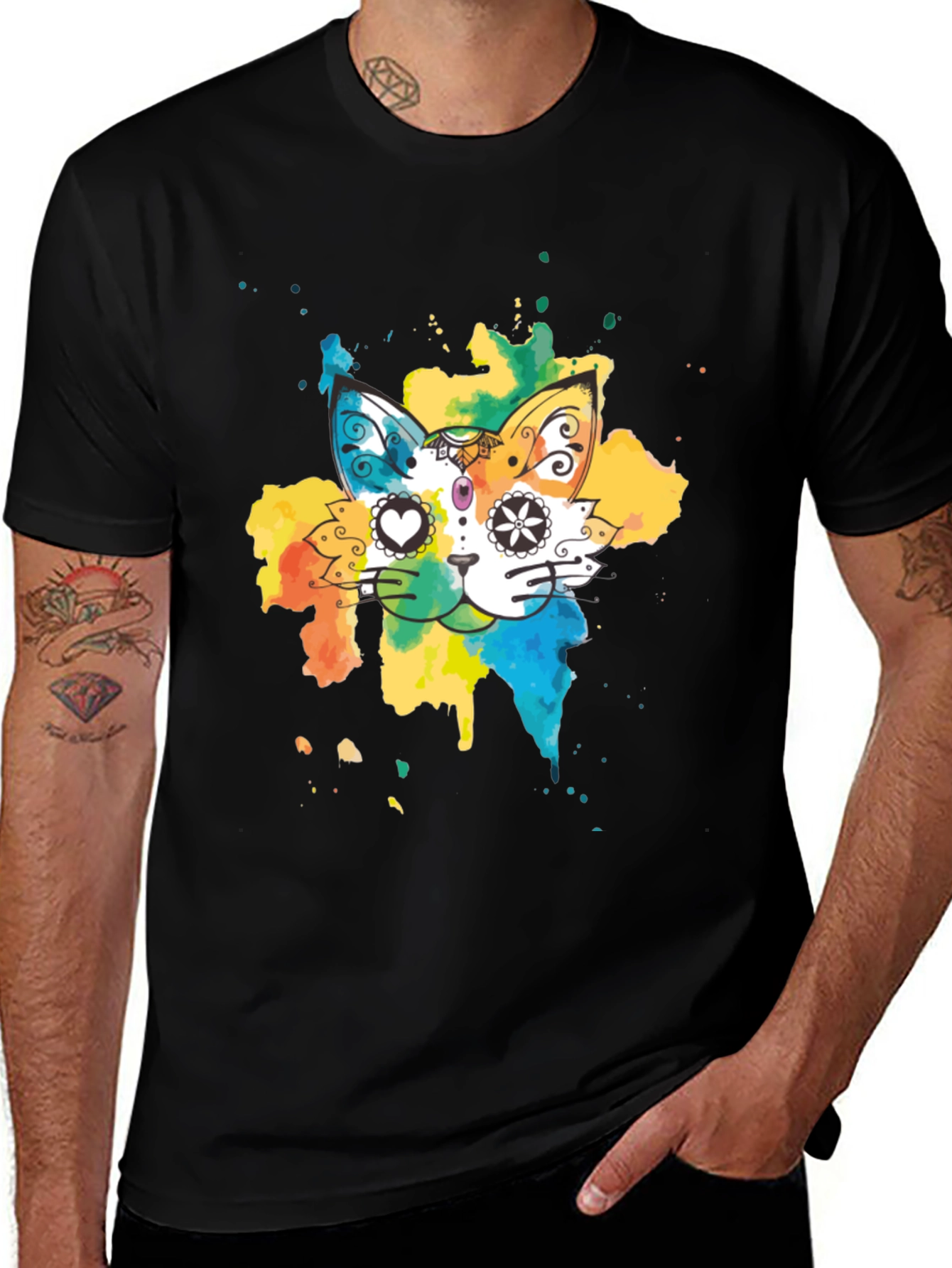 Variant 23 of Colorful Cat T-Shirt - Whimsical Design Tee