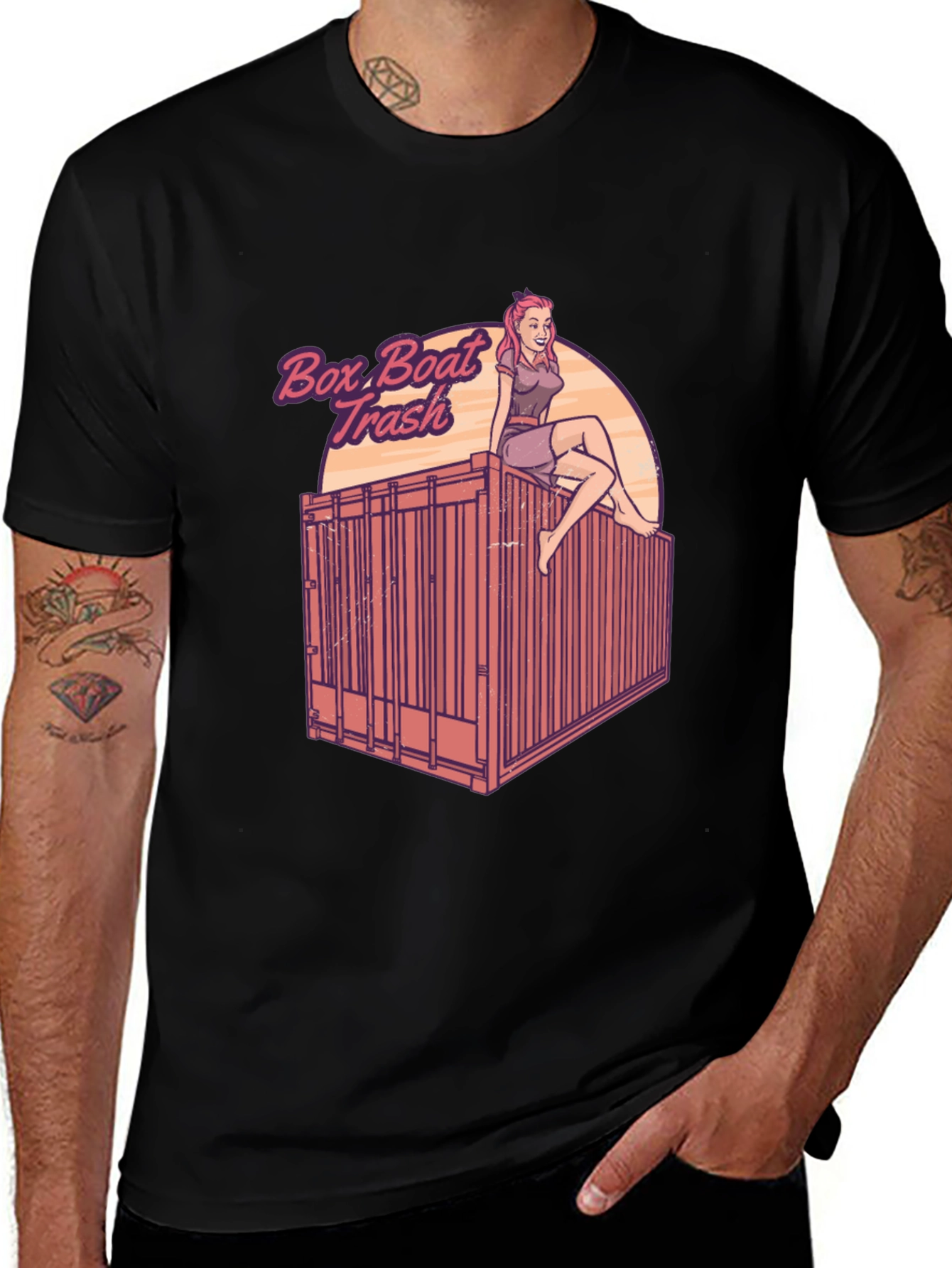 Variant 27 of Box Boat Trash Graphic Tee - Black
