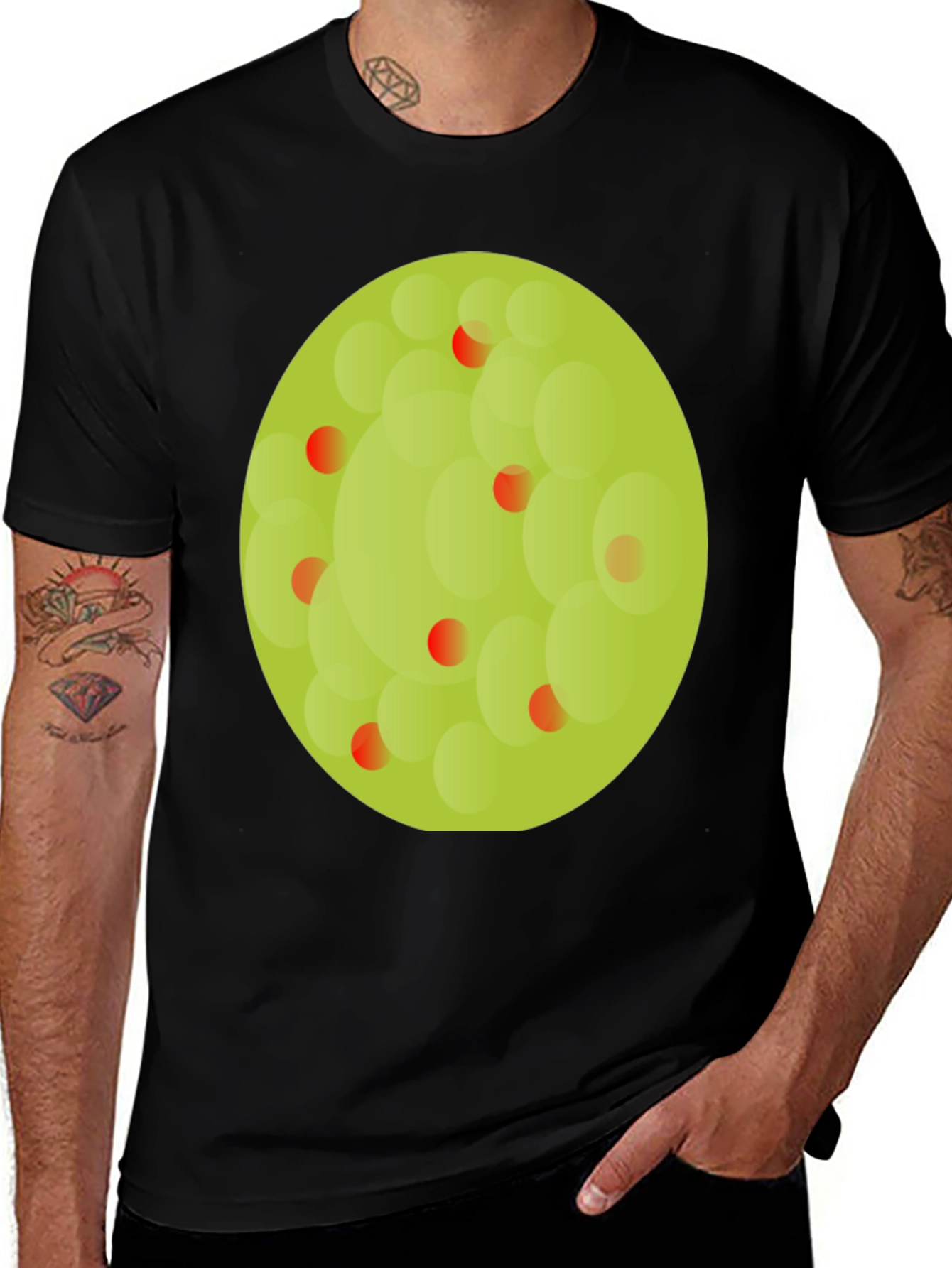 Variant 16 of Black T-Shirt with Abstract Green Circle Graphic