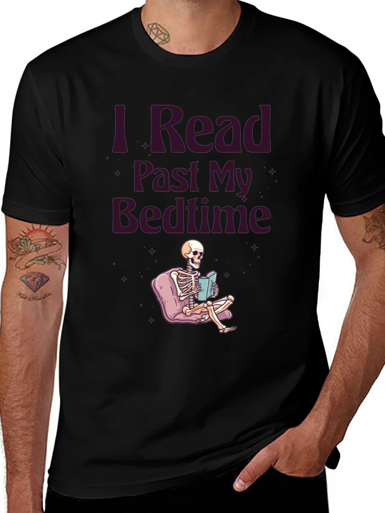 Variant 7 of I Read Past My Bedtime Skeleton T-Shirt