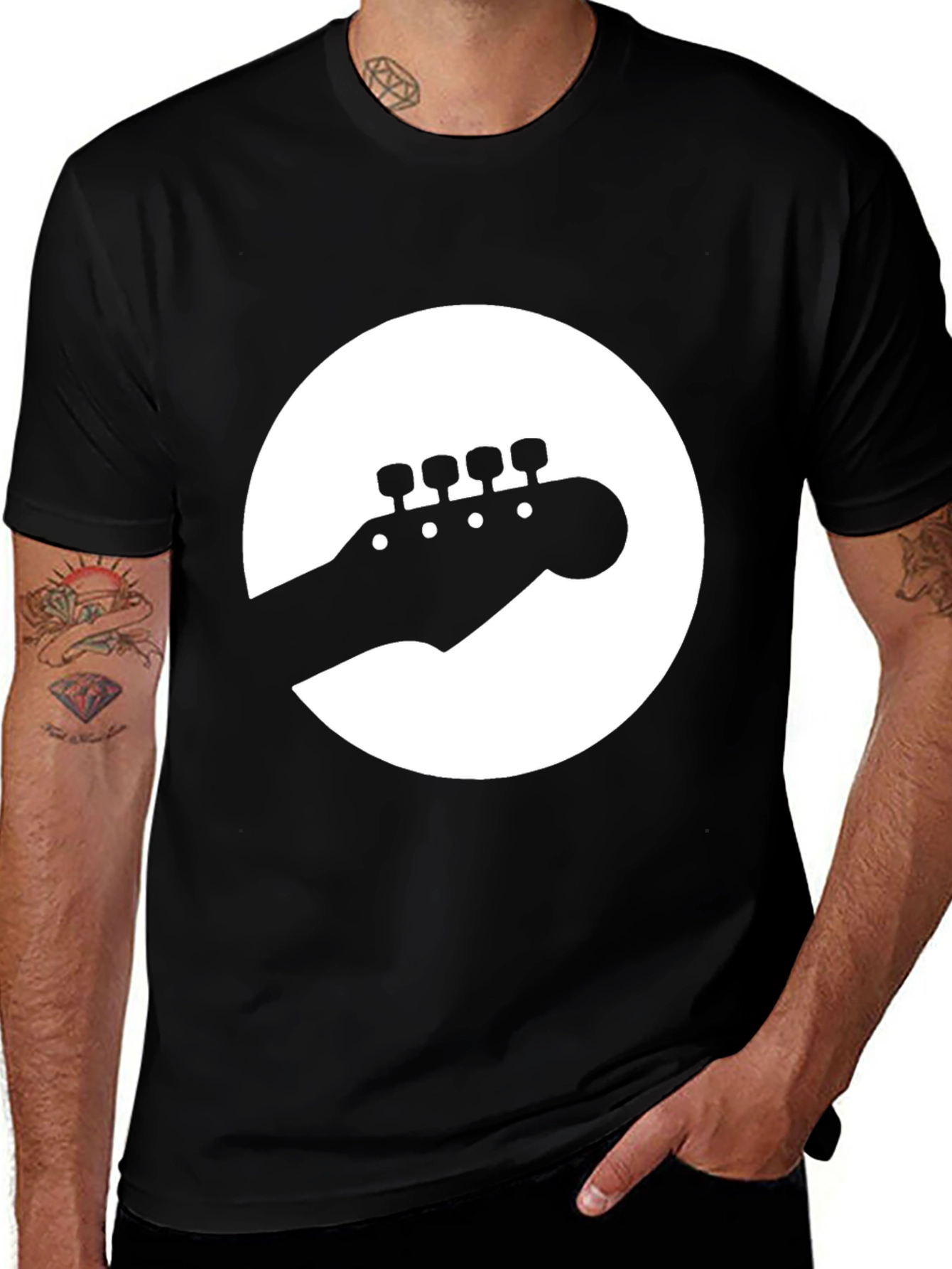 Variant 28 of Guitar Head Silhouette Tee - Cool Musician T-Shirt