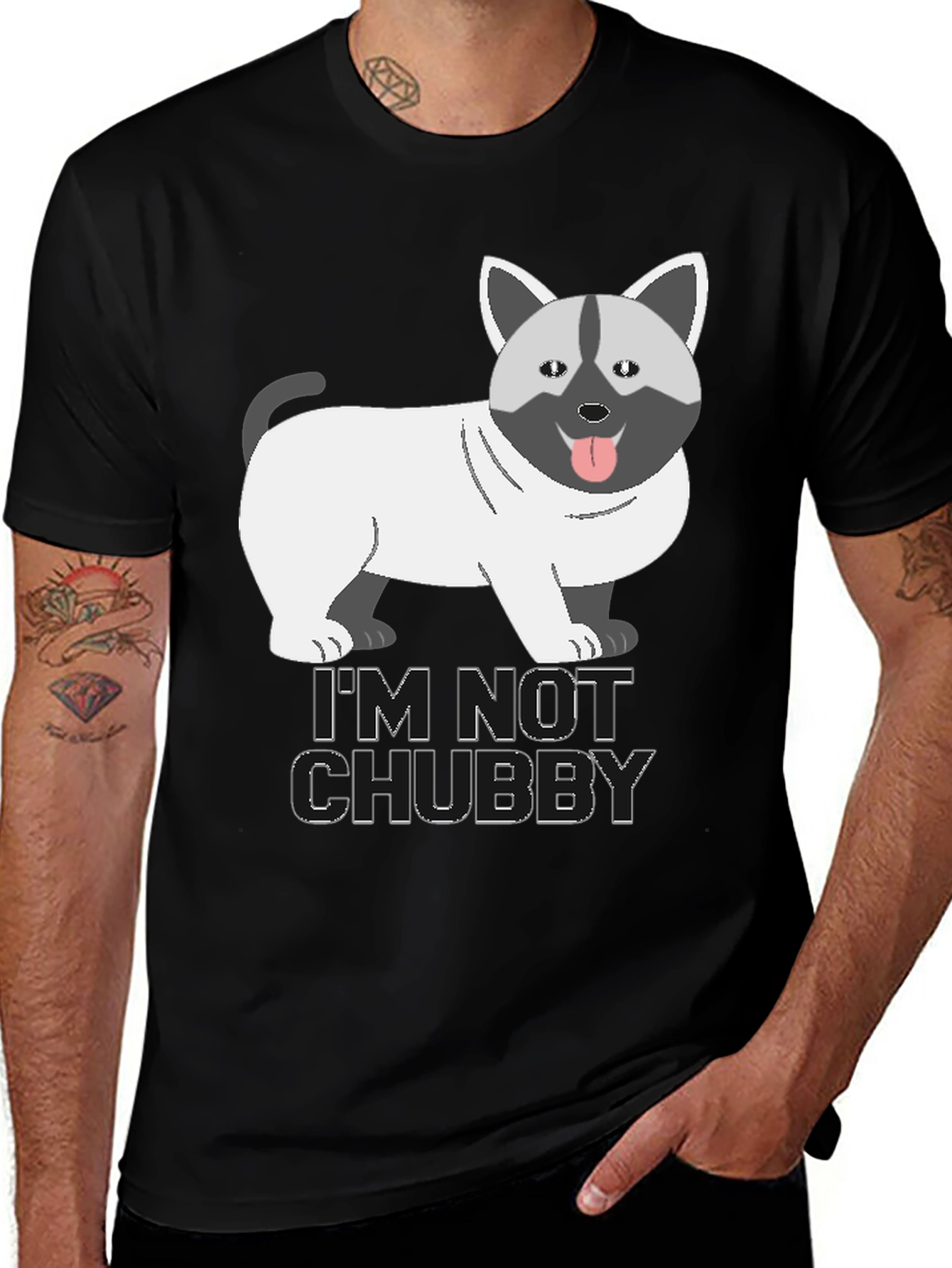 Variant 21 of I'm Not Chubby Dog Cartoon Graphic T-Shirt