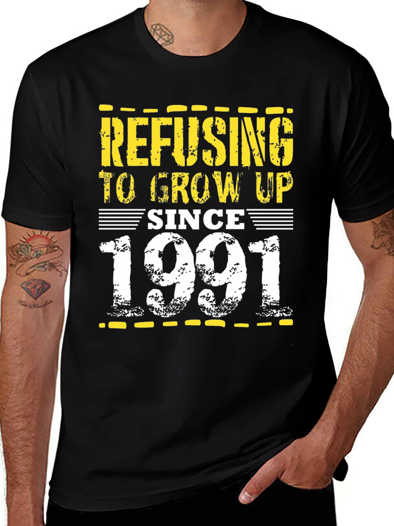 Refusing To Grow Up Since 1991 Black T-Shirt