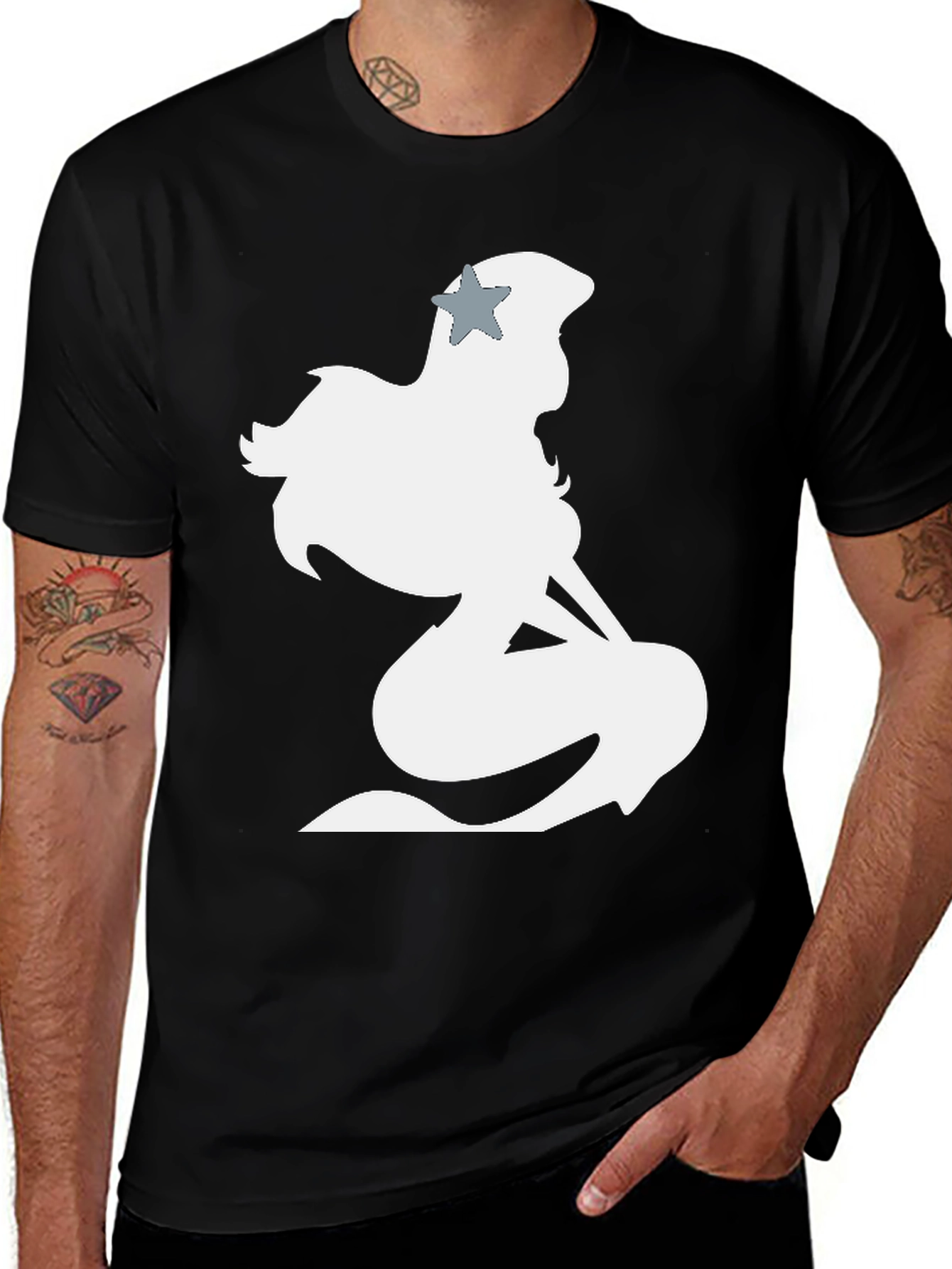 Variant 13 of Mermaid Silhouette Black T-Shirt