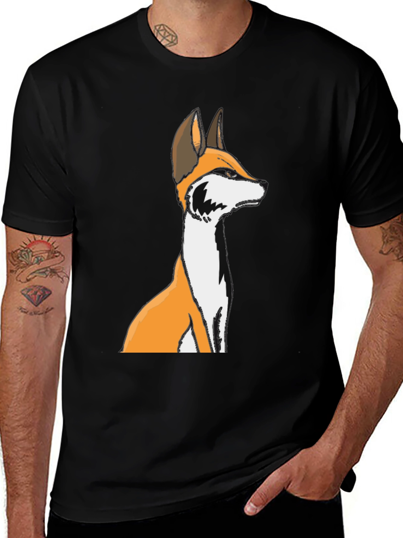 Fox Graphic Black T-Shirt - Unisex Crew Neck