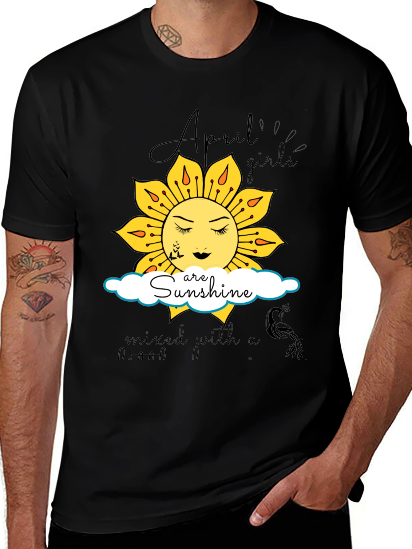 April Girl Sunshine Graphic Tee - Black Cotton T-Shirt