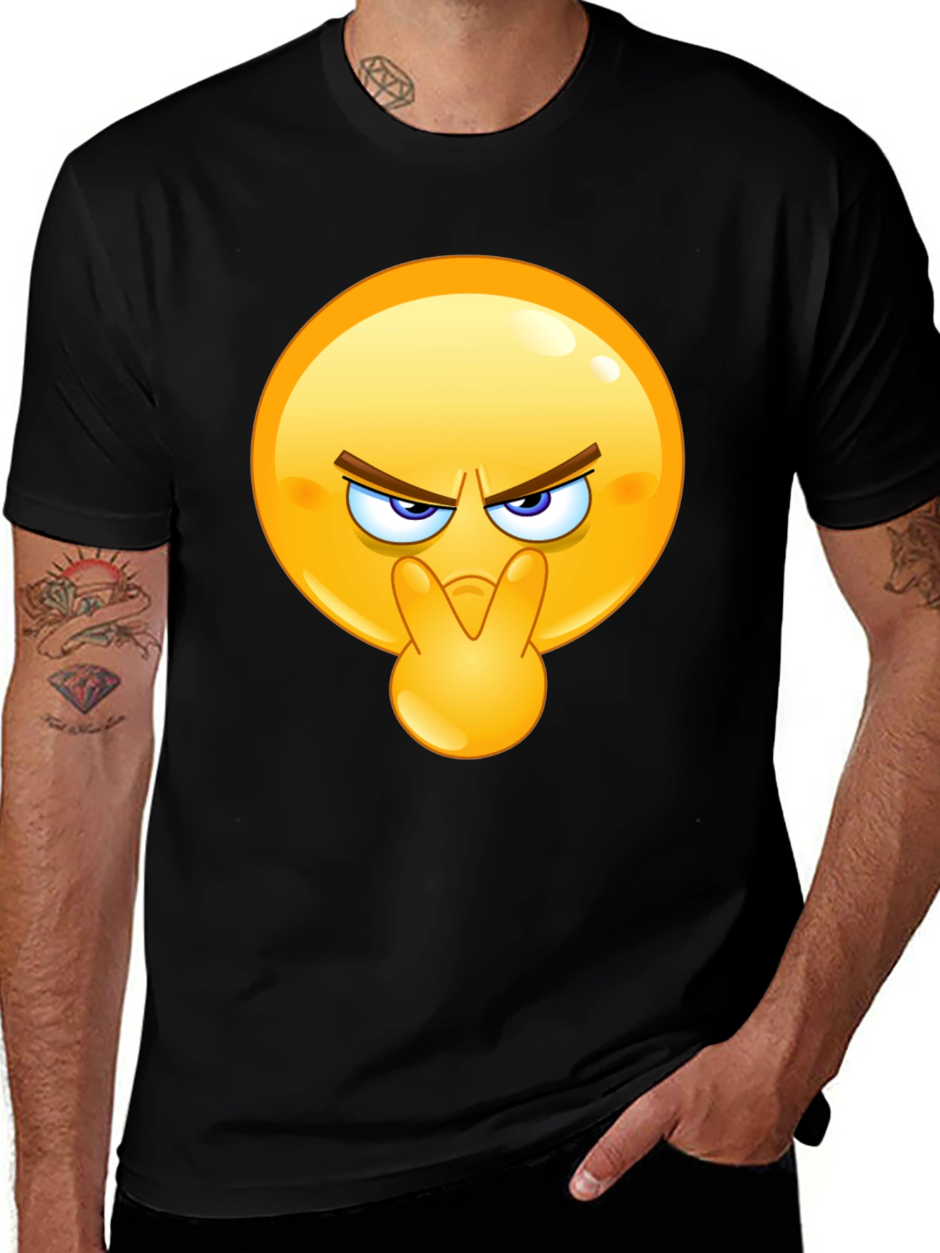 Variant 19 of Emoji Shhh Men's Black T-Shirt