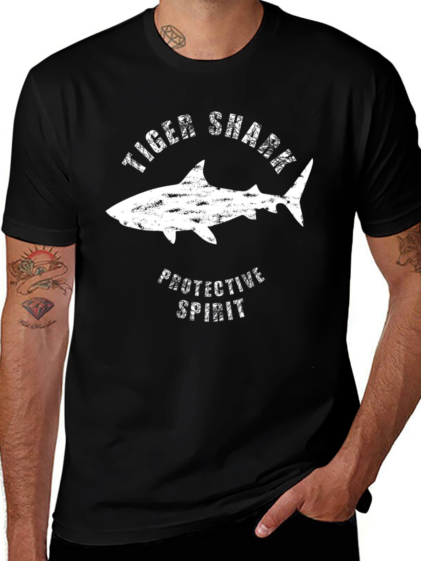 Variant 28 of Tiger Shark Protective Spirit Black T-Shirt