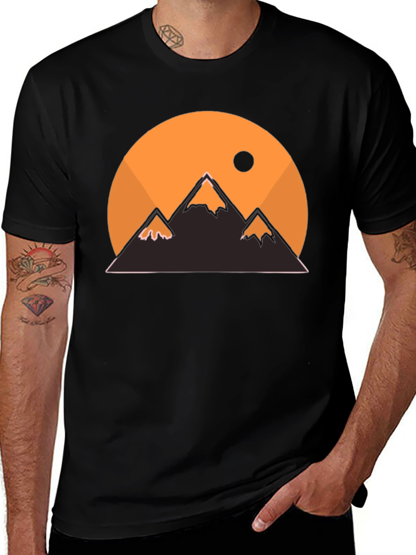 Variant 7 of Mountain Sunset Graphic Tee - Black Casual T-Shirt