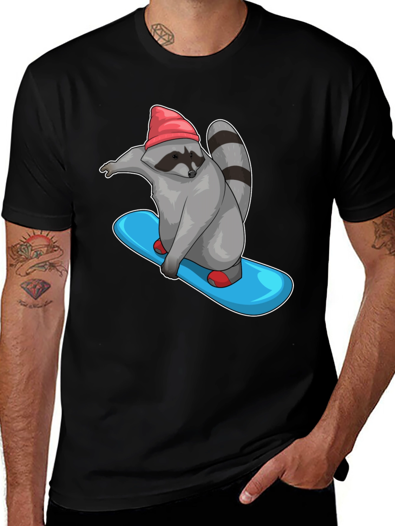 Variant 4 of Raccoon Skateboard T-Shirt - Cool Cartoon Graphic Tee