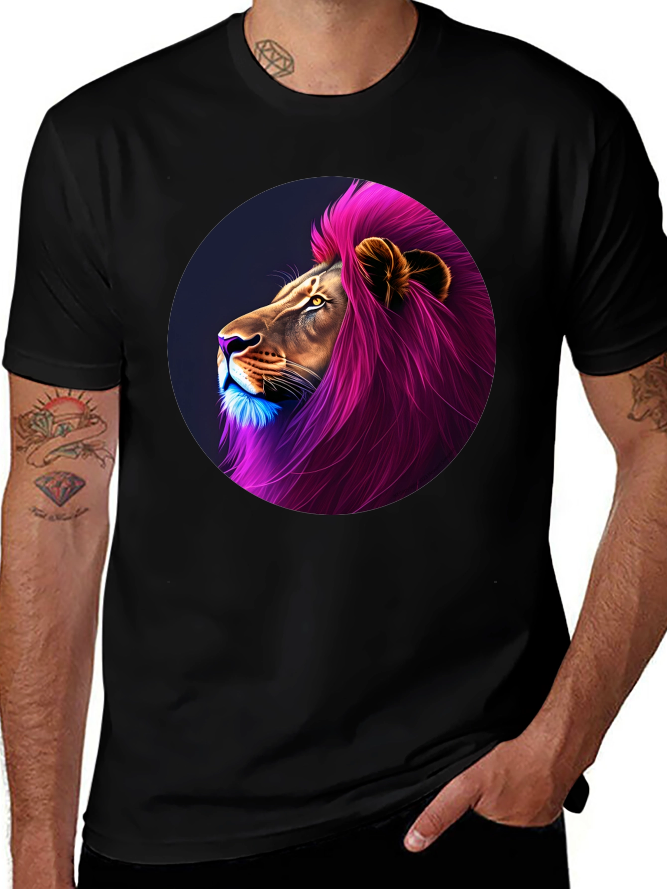 Variant 4 of Bold Lion Graphic Tee - Men's Black T-Shirt