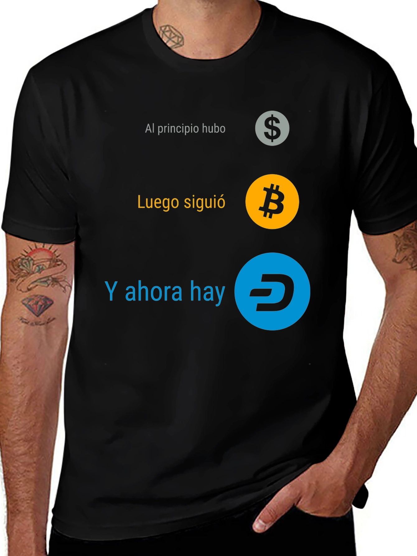 Cryptocurrency Evolution T-Shirt - Bitcoin, Dash, Dollar