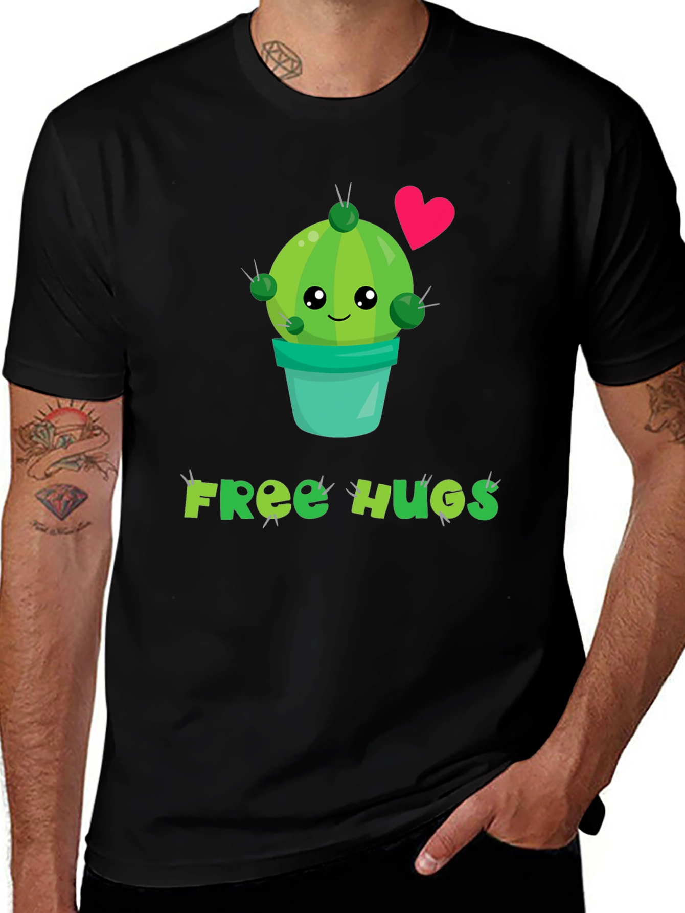 Variant 4 of Cute Cactus Free Hugs Graphic Tee
