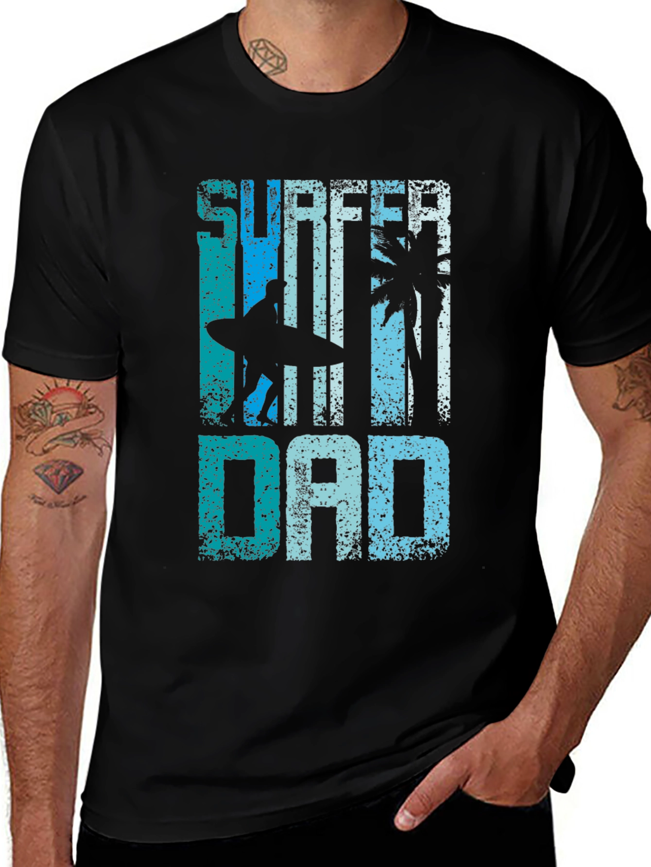 Variant 29 of Surfer Dad Graphic Tee - Black Cotton T-Shirt