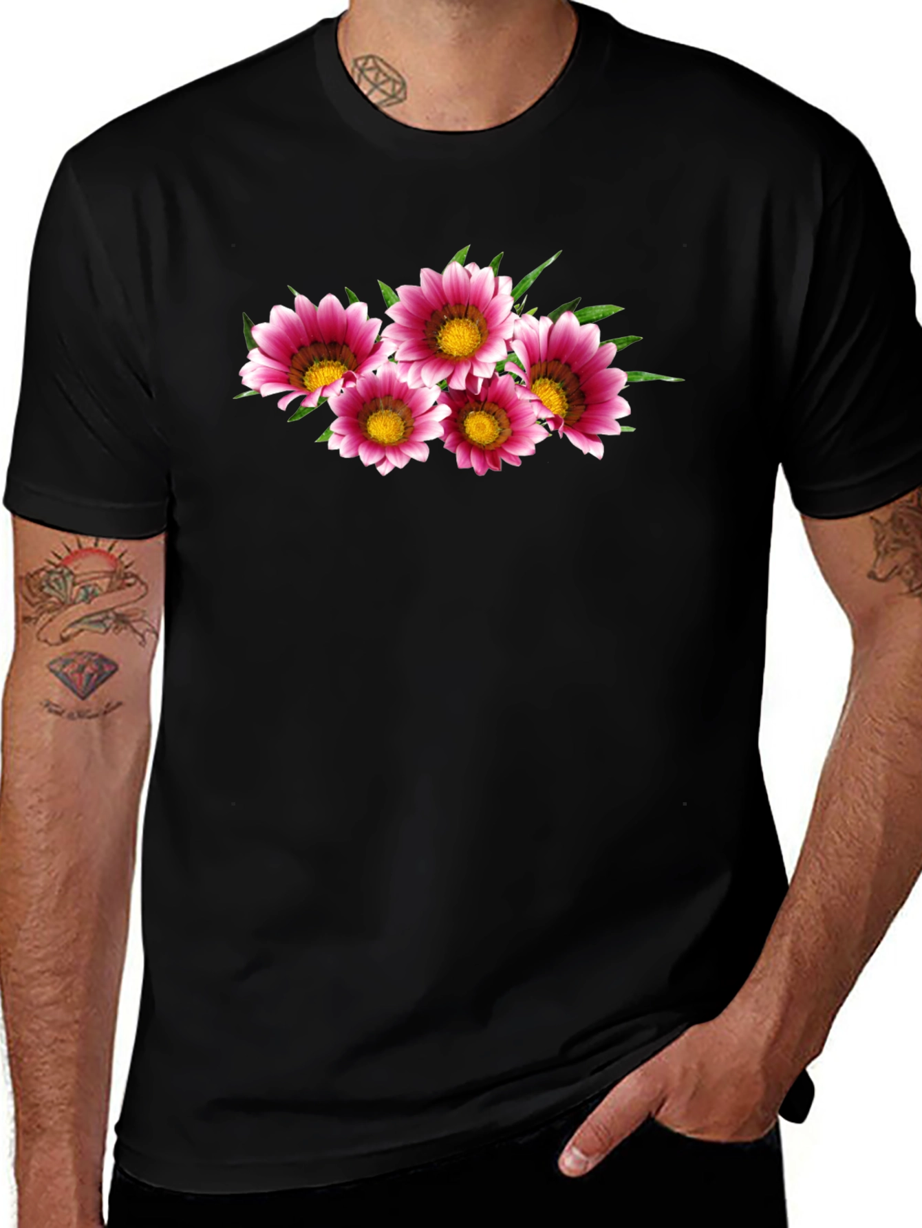 Variant 7 of Floral Print Black T-Shirt