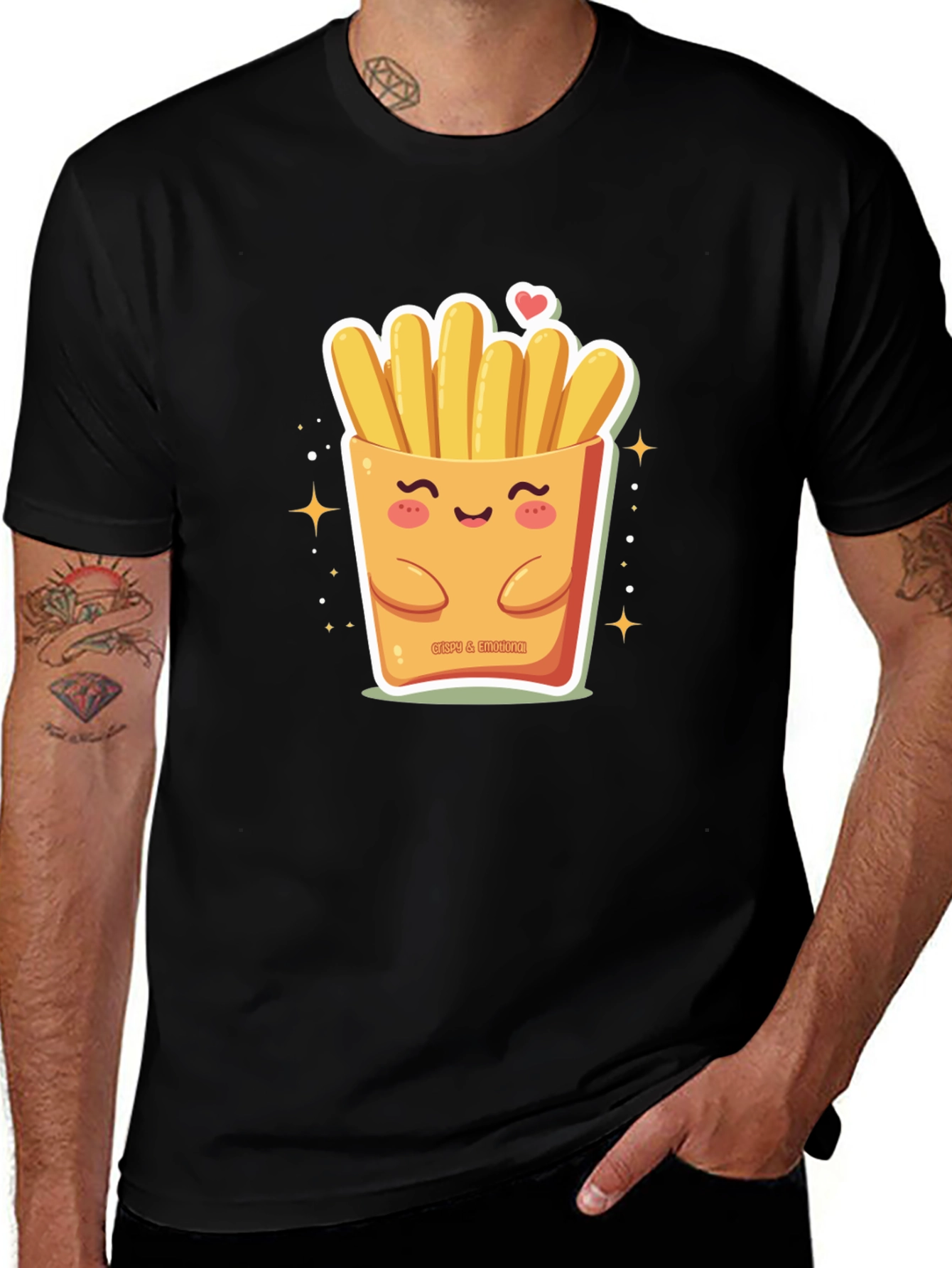 Variant 10 of Kawaii French Fries Graphic Tee - Black