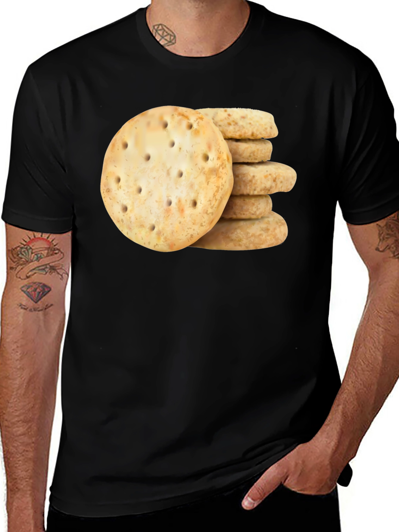 Variant 18 of Cracker Stack Graphic Tee - Novelty Food Shirt