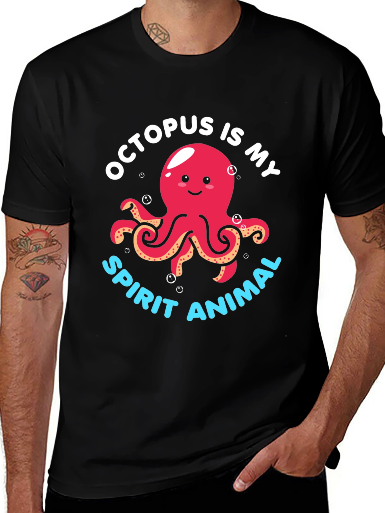 Black Octopus Spirit Animal Graphic Tee - Black main image