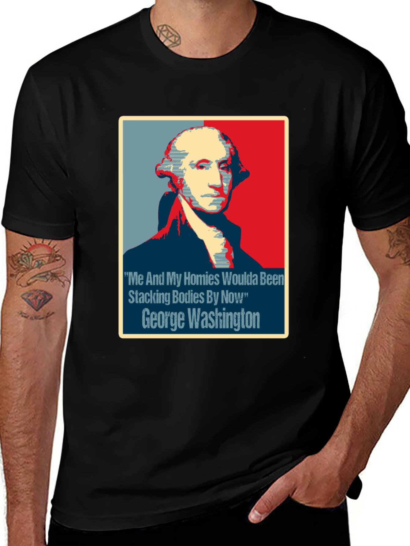 Variant 8 of George Washington T-Shirt: "Stacking Bodies" Funny Graphic Tee