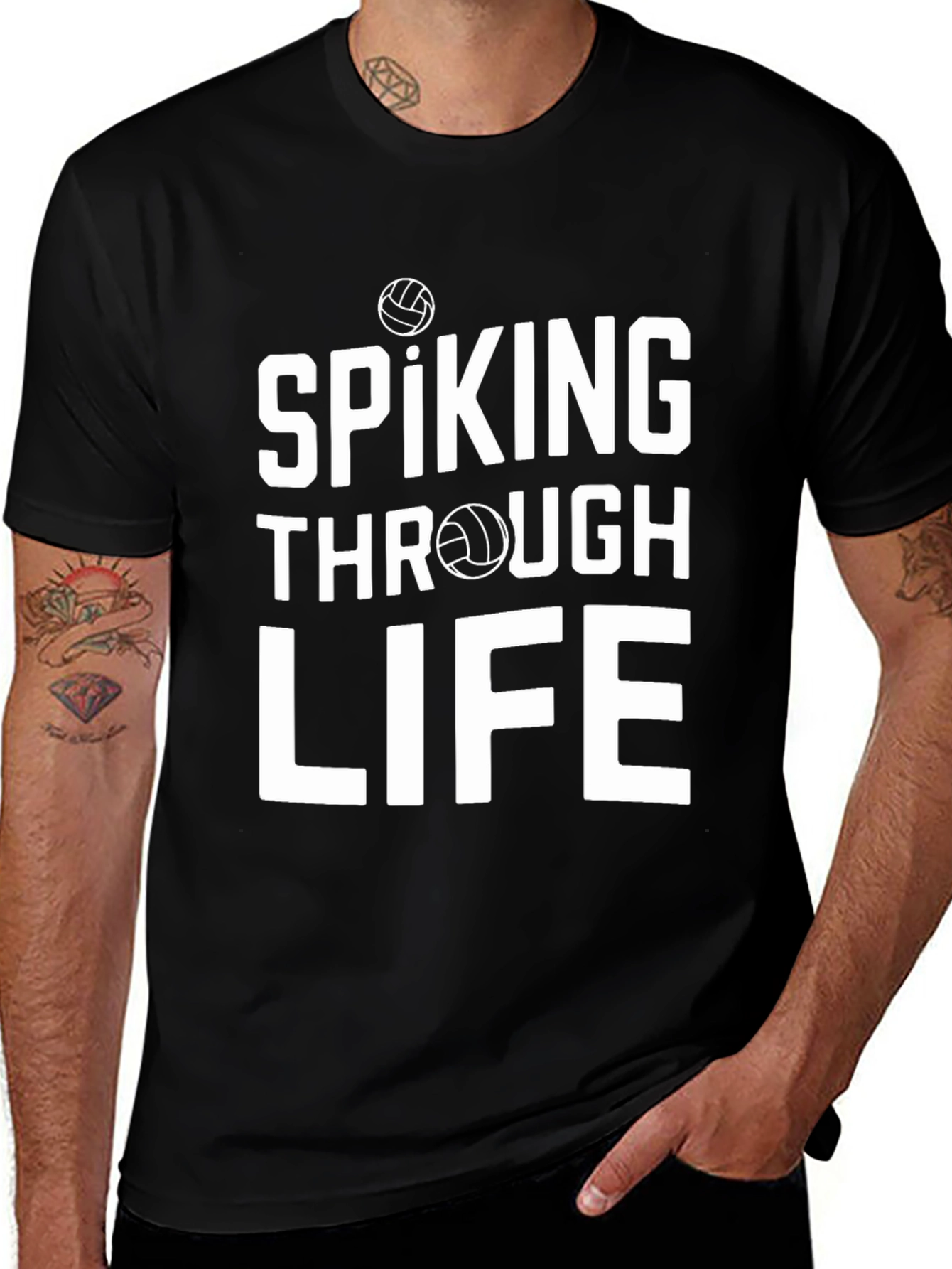 Variant 13 of Spiking Through Life Volleyball Graphic Tee