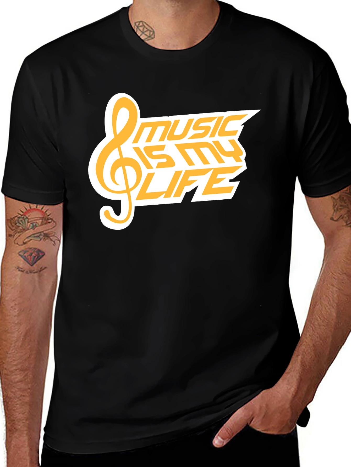 Variant 7 of Music Is My Life Graphic Tee - Stylish Black T-Shirt