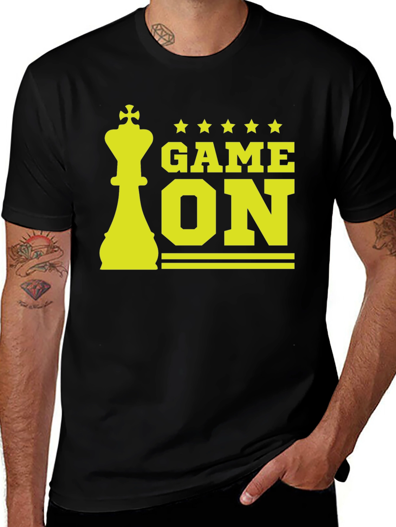 Variant 8 of Game On Chess King Graphic Tee - Black