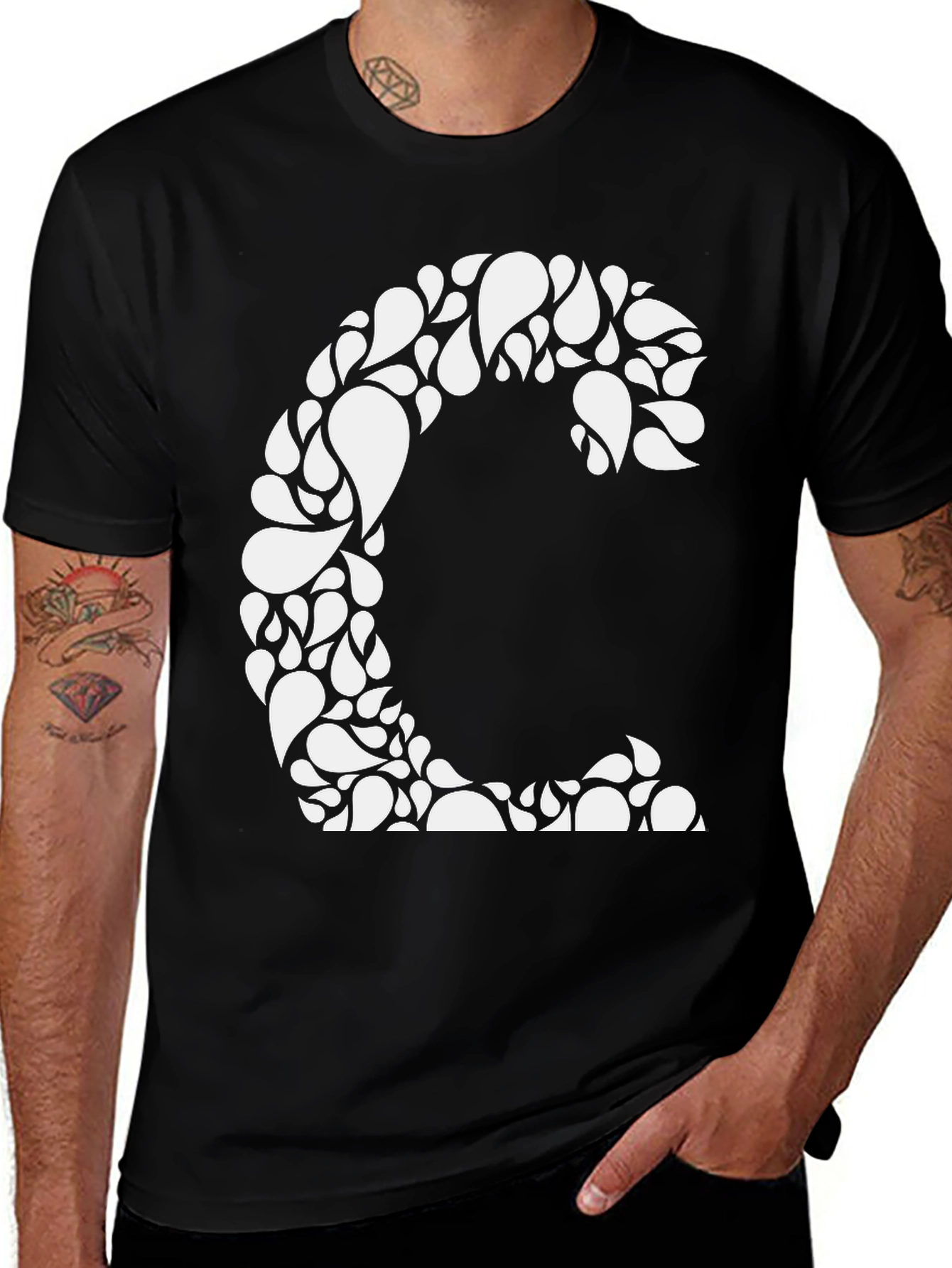 Abstract Floral Letter C Graphic Tee