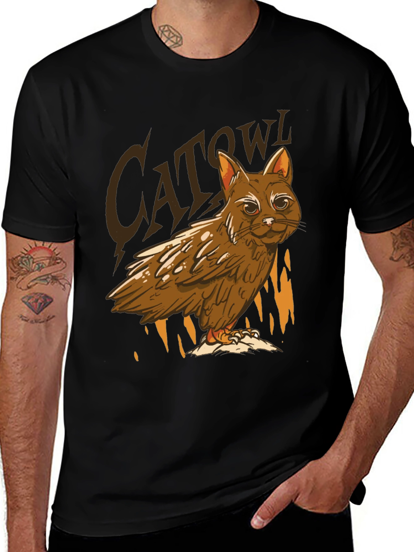 Variant 13 of Cat Owl Hybrid T-Shirt - Funny Animal Tee