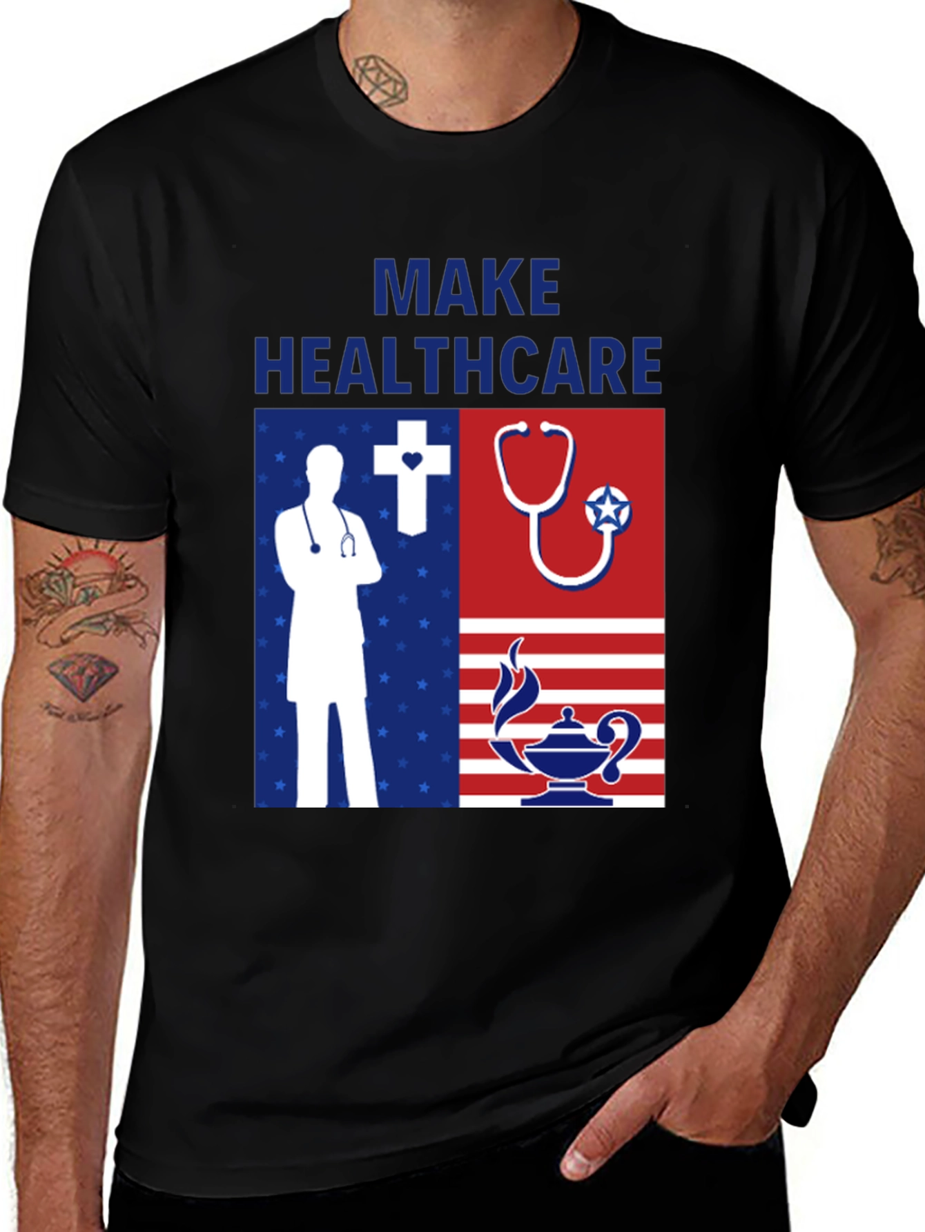 Variant 9 of Make Healthcare T-Shirt - Patriotic Graphic Tee