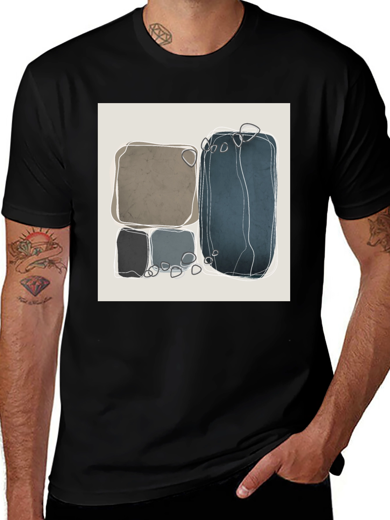 Variant 9 of Abstract Stone Art Black T-Shirt